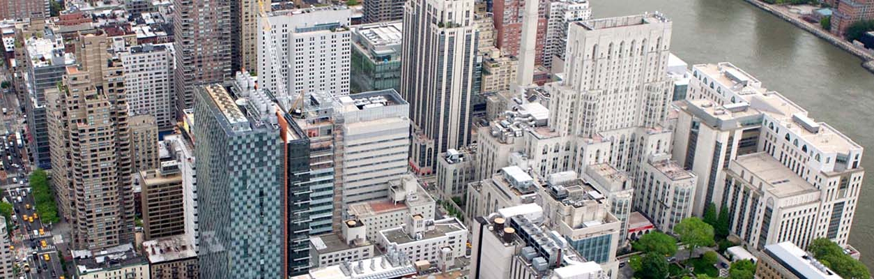 Aerial view of the Weill Cornell Medicine campus on the Upper East Side