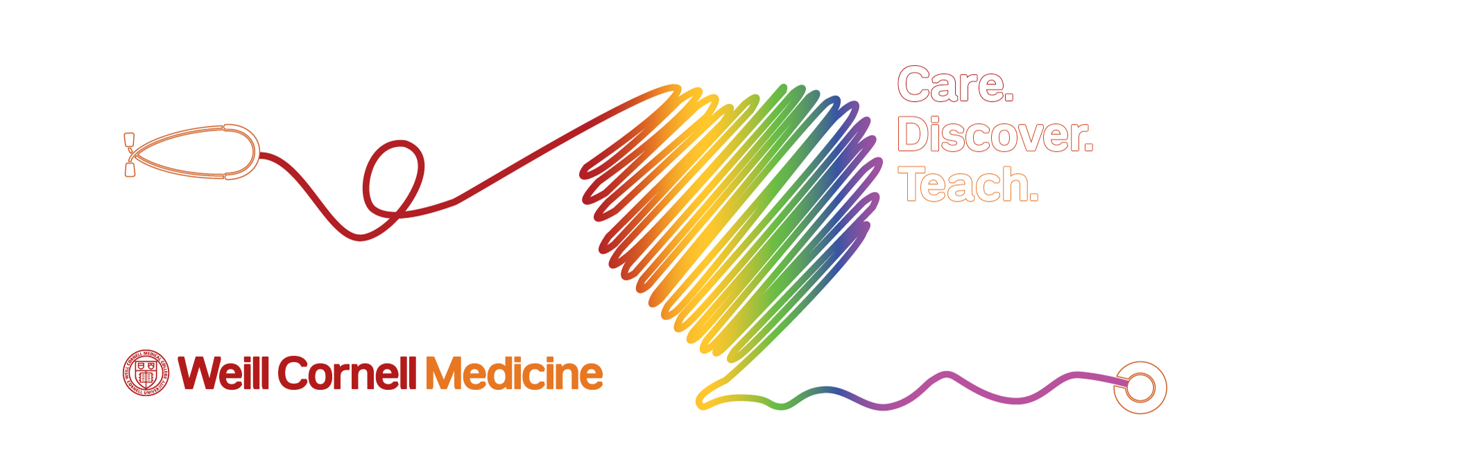 Weill Cornell Medicine logo with rainbow-colored heart