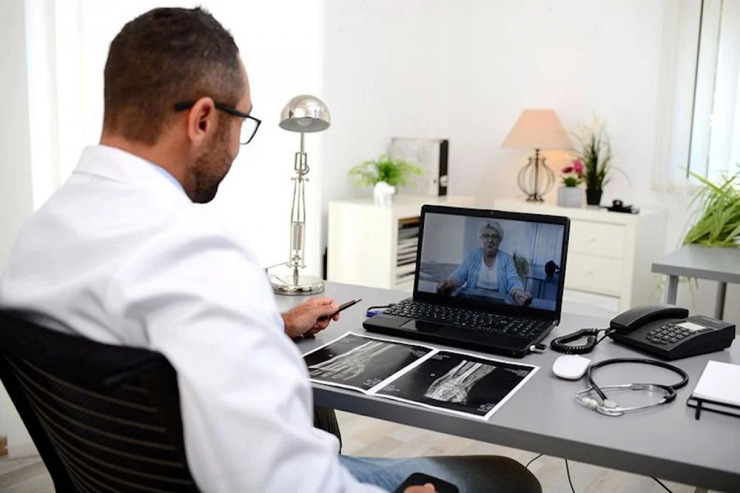 doctor conducting telemedicine visit