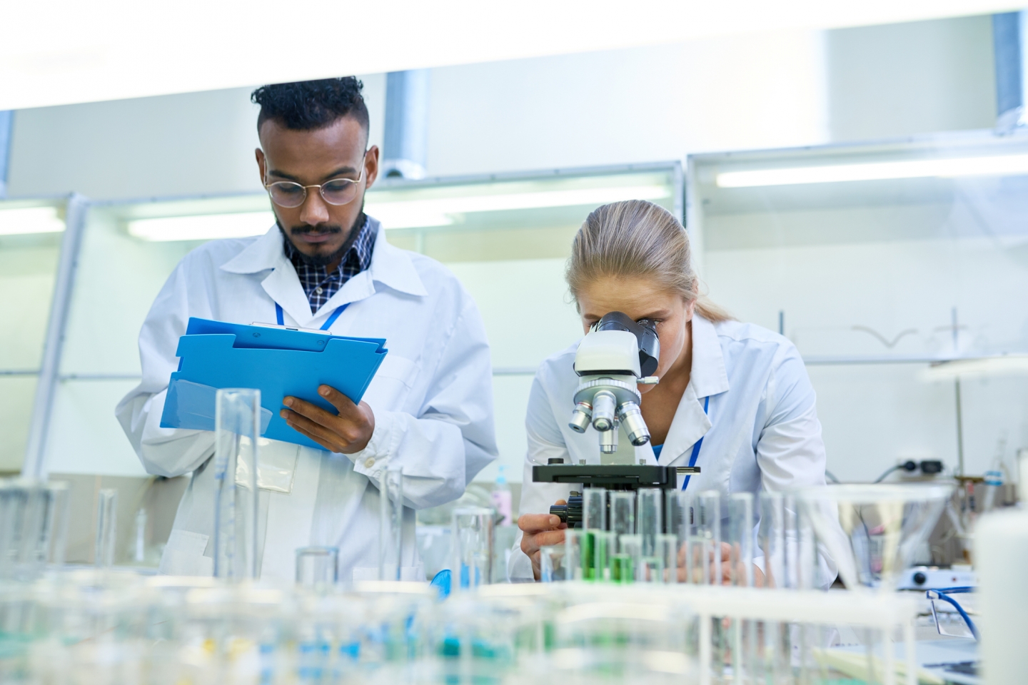 Researchers working in a lab