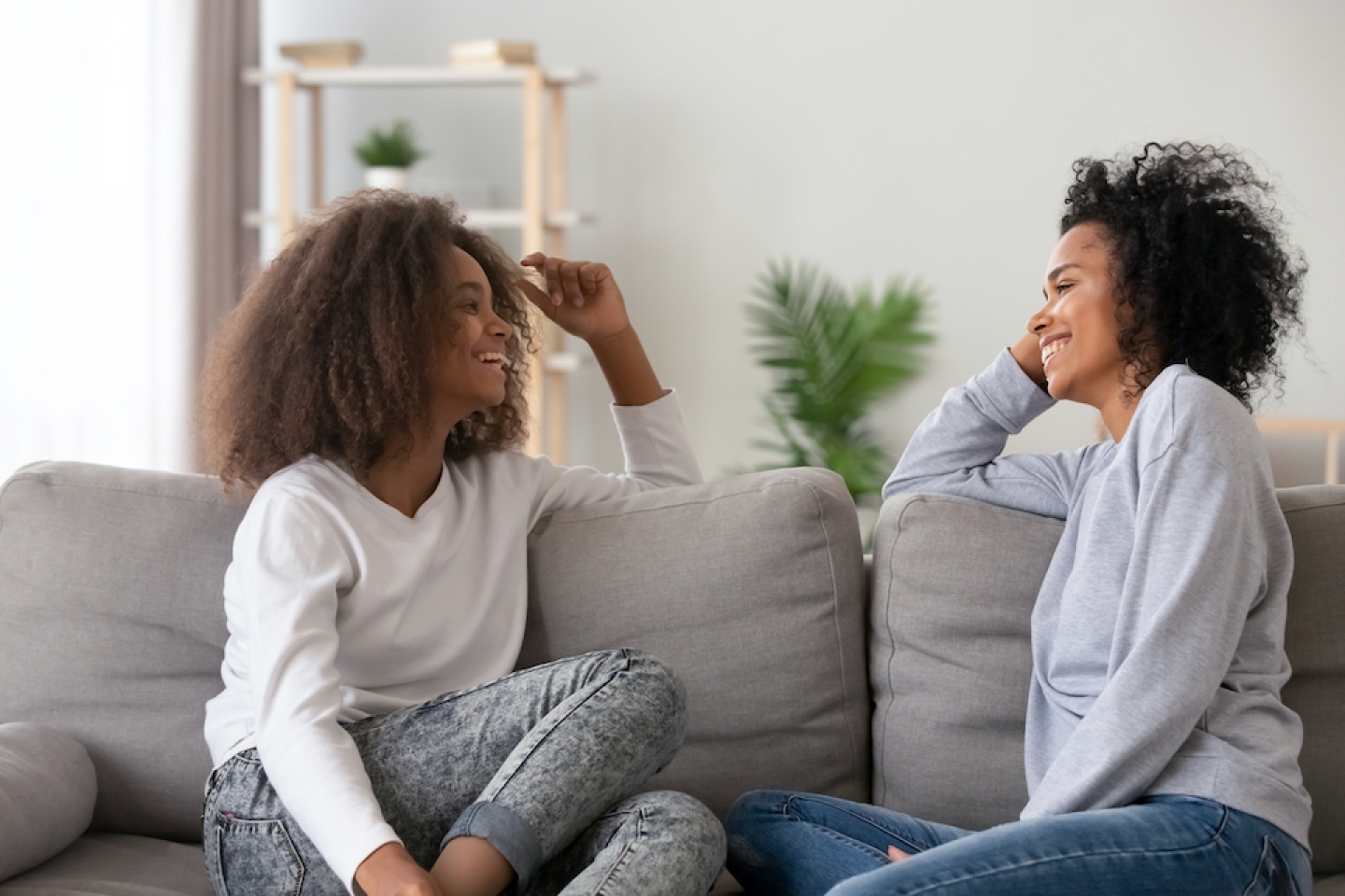 mom and daughter talking