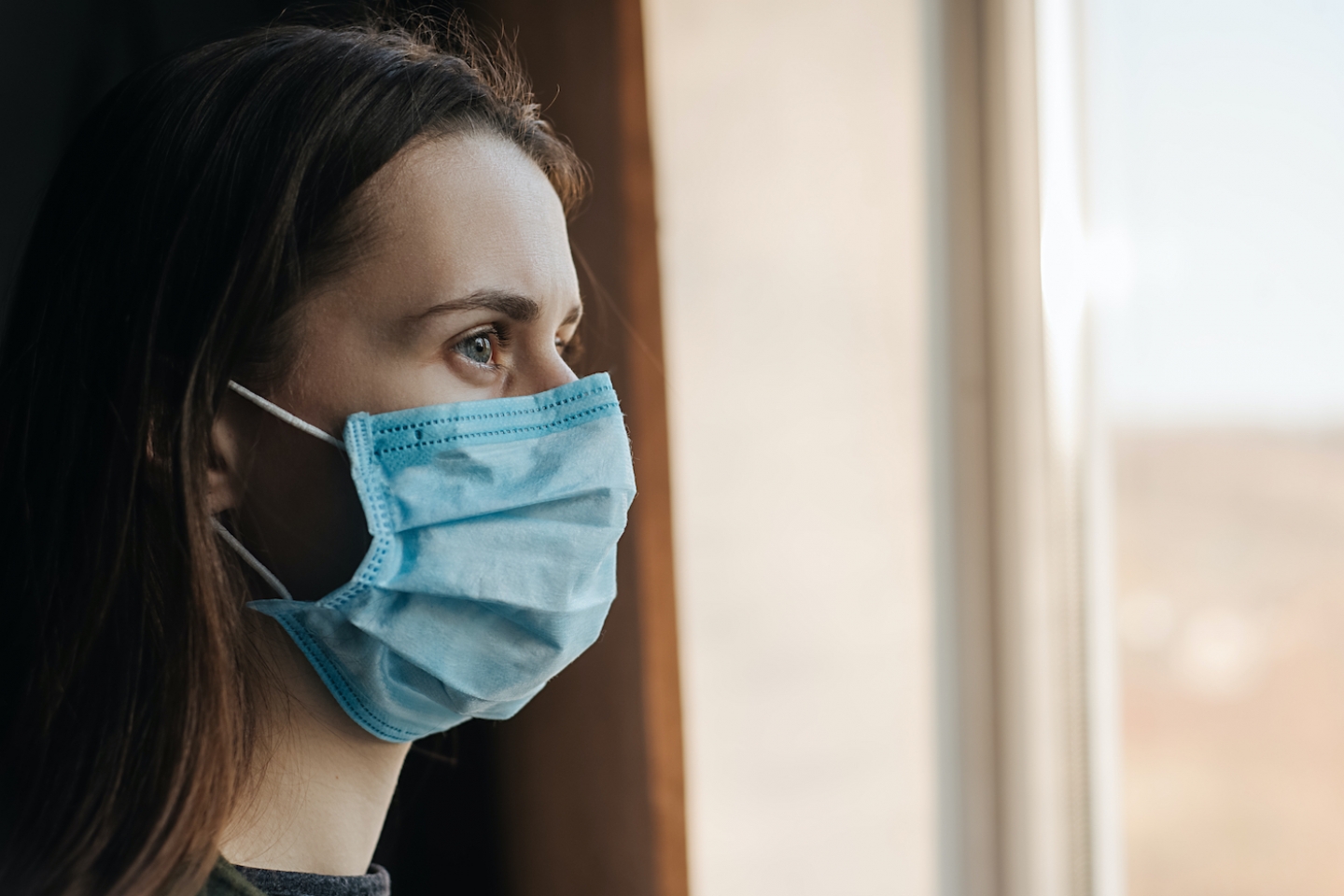 woman with face mask on