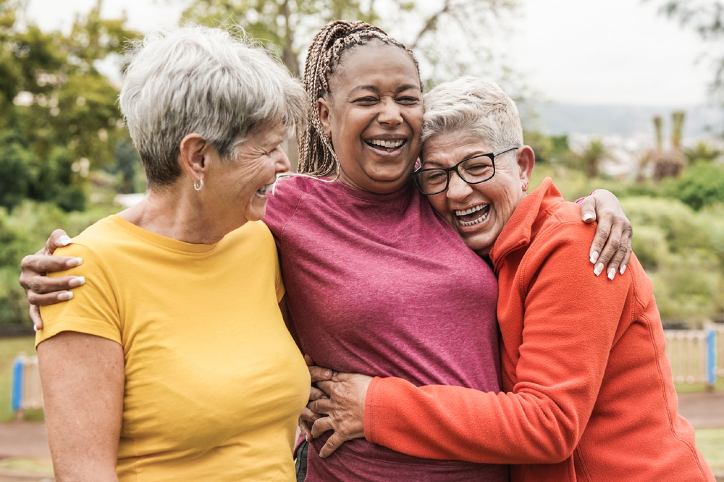 Happy senior women having fun together outdoor