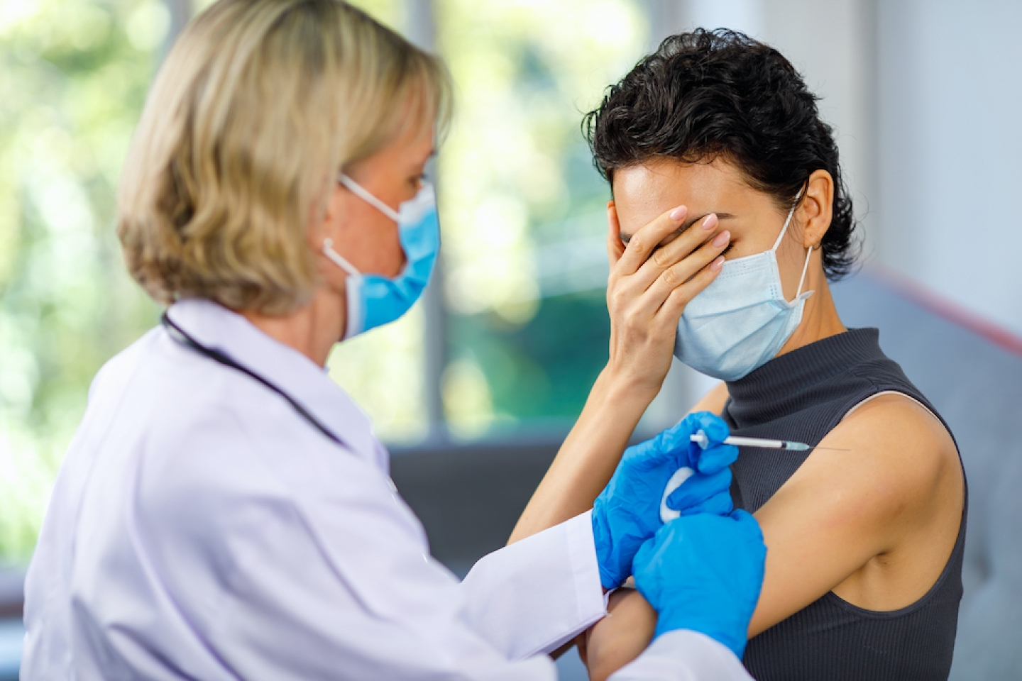 woman worried about getting a shot