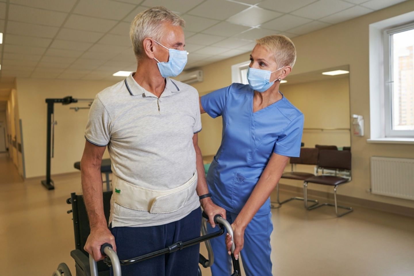 Stroke person restores adaptive skills in medical center
