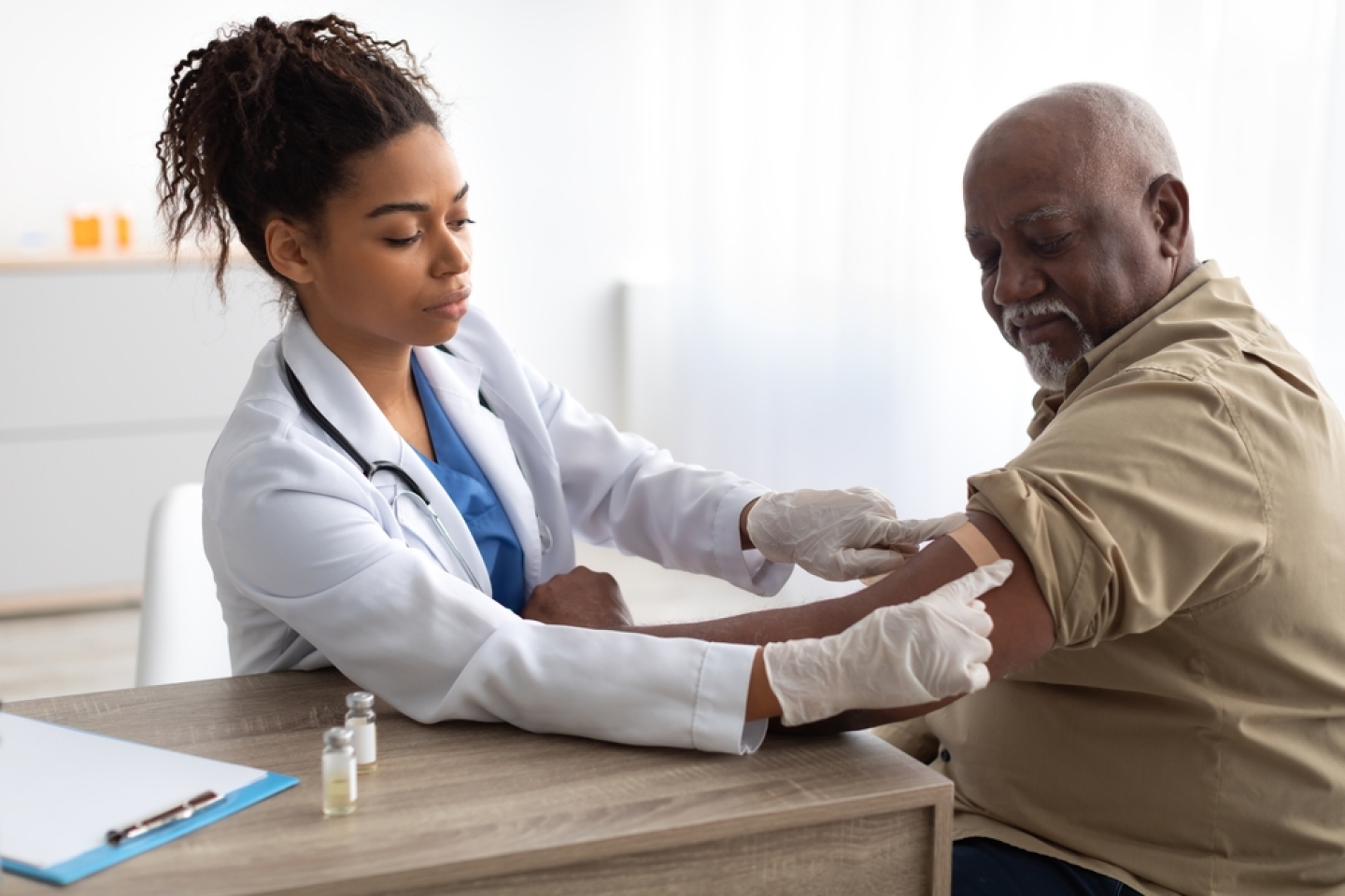 Vaccination Concept. Senior Man Getting Vaccinated