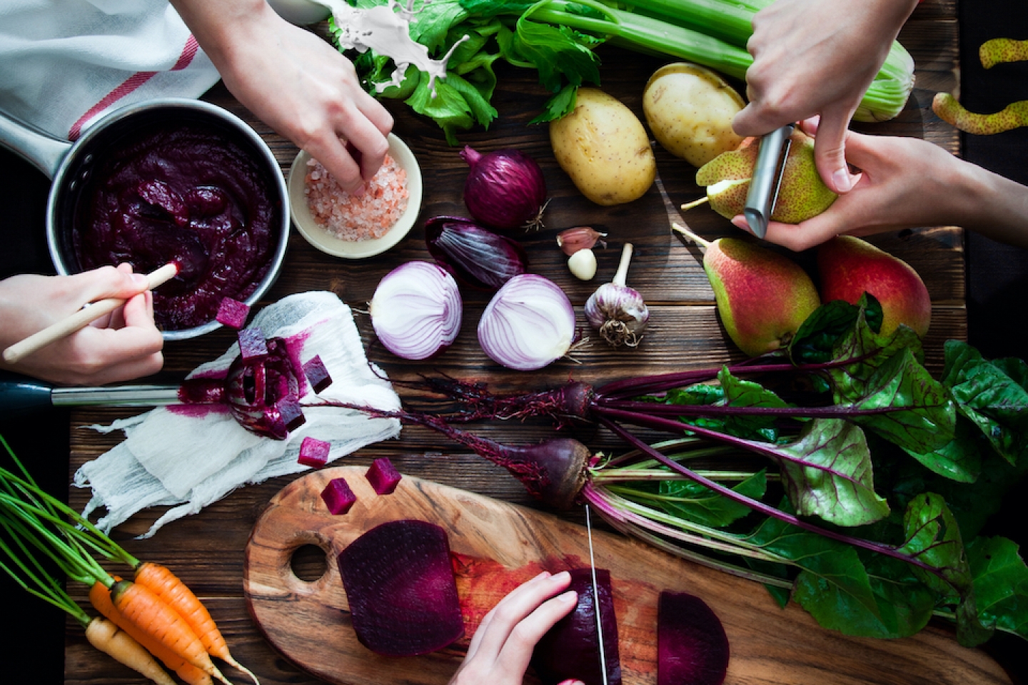 vegetables on chopping block