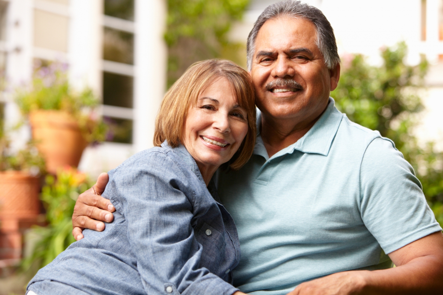 Senior couple relaxing in garden