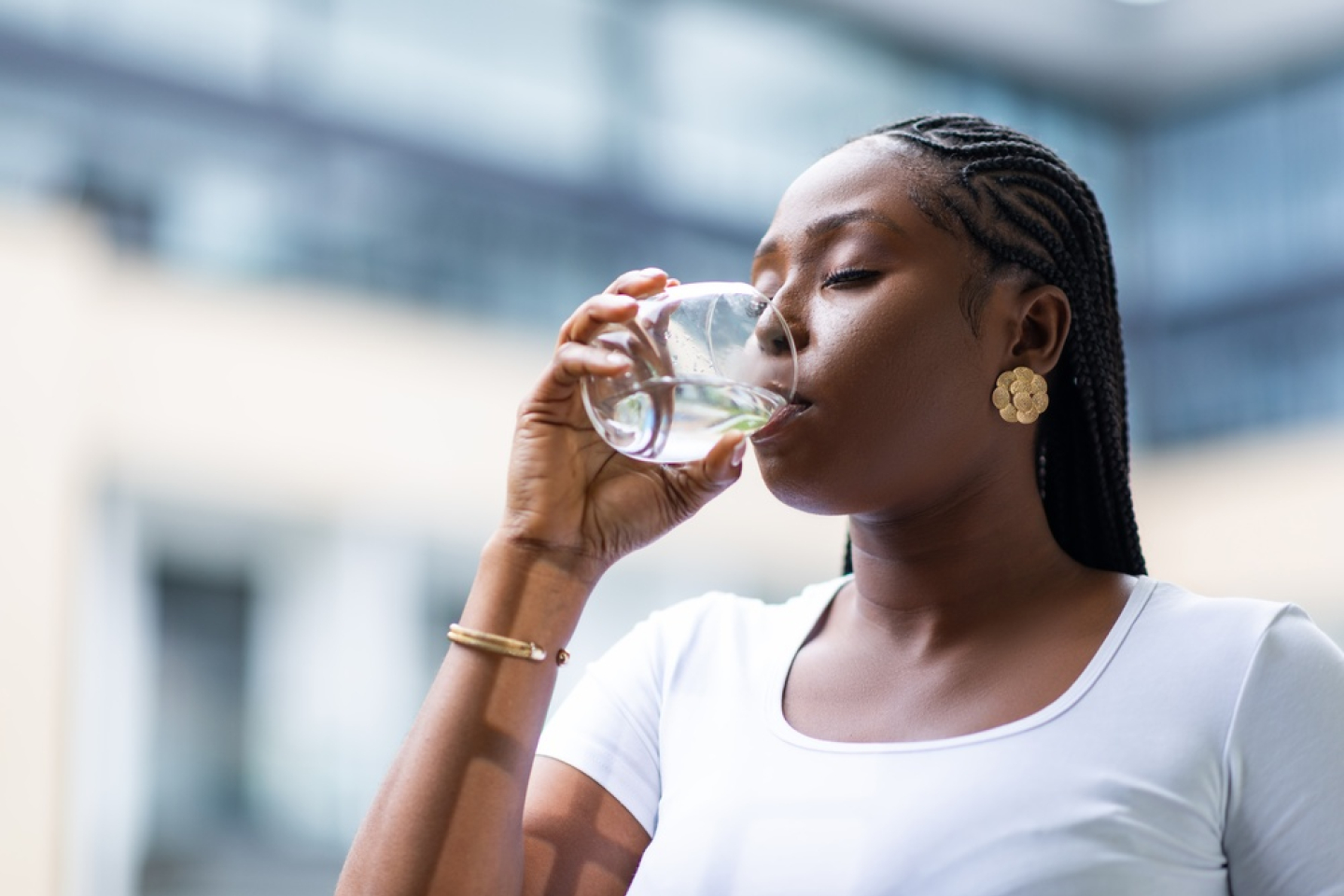 women drinking water
