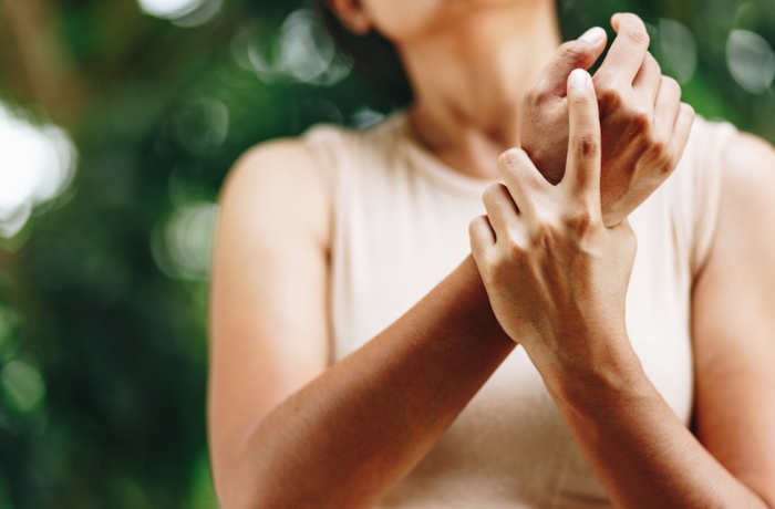 Close up Woman wrist pain