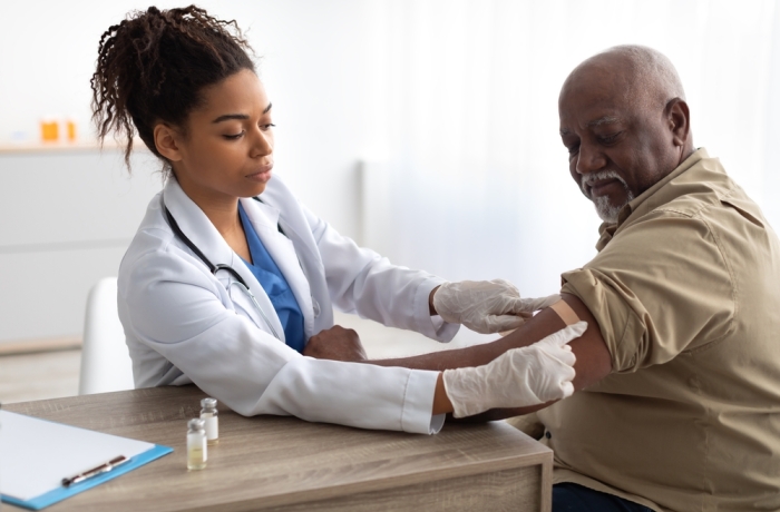 Vaccination Concept. Senior Man Getting Vaccinated