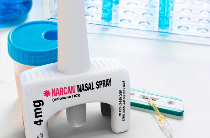 Naloxone spray . Food and Drug Administration approved spray form of Naloxone.