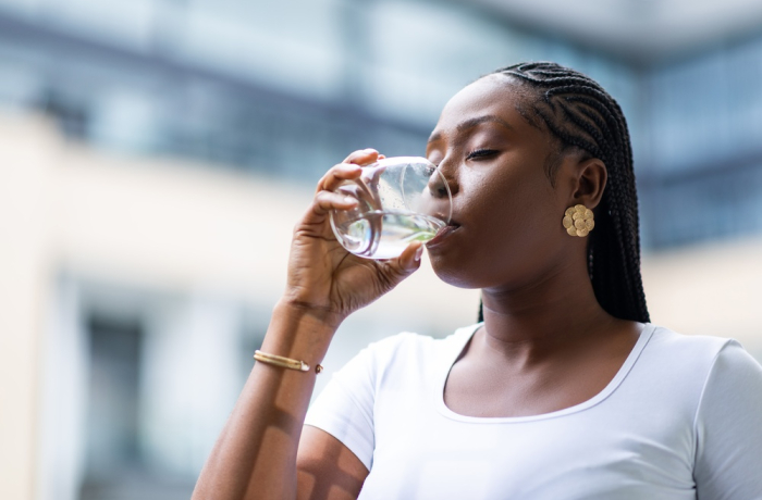 women drinking water