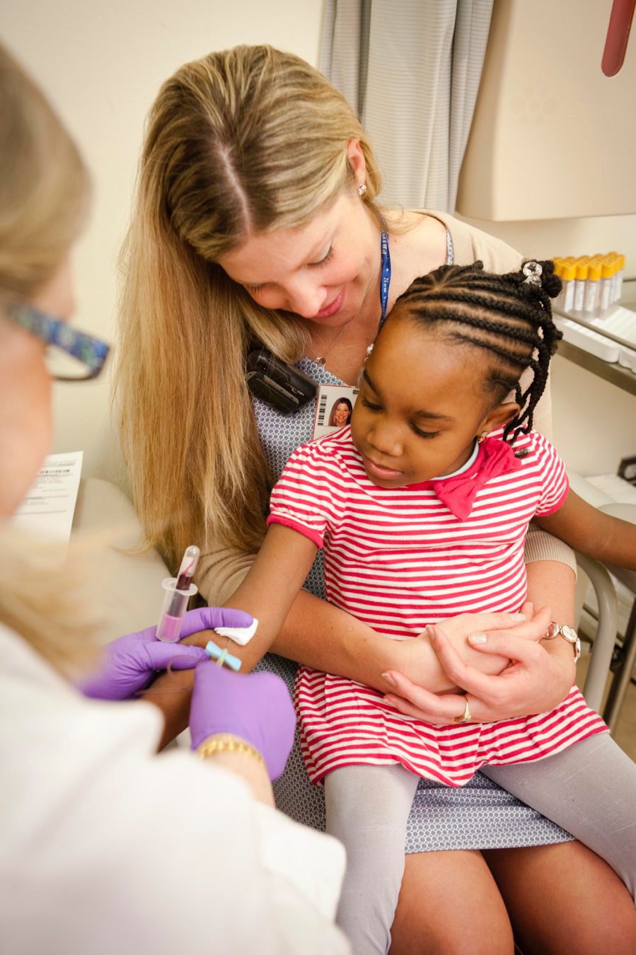 One of Our Brave Pediatric Patients Getting Her Blood Drawn to Check on Her Kidney Function and Medication Levels One of Our Brave Pediatric Patients Getting Her Blood Drawn to Check on Her Kidney Function and Medication Levels