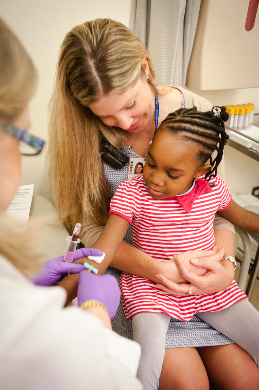 One of Our Brave Pediatric Patients Getting Her Blood Drawn to Check on Her Kidney Function and Medication Levels