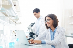 Researchers working in a lab