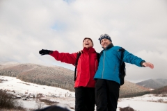 older couple skiing