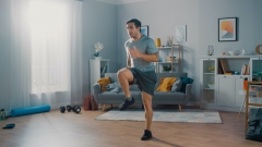 man exercising at home