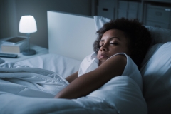 black woman sleeping in bed